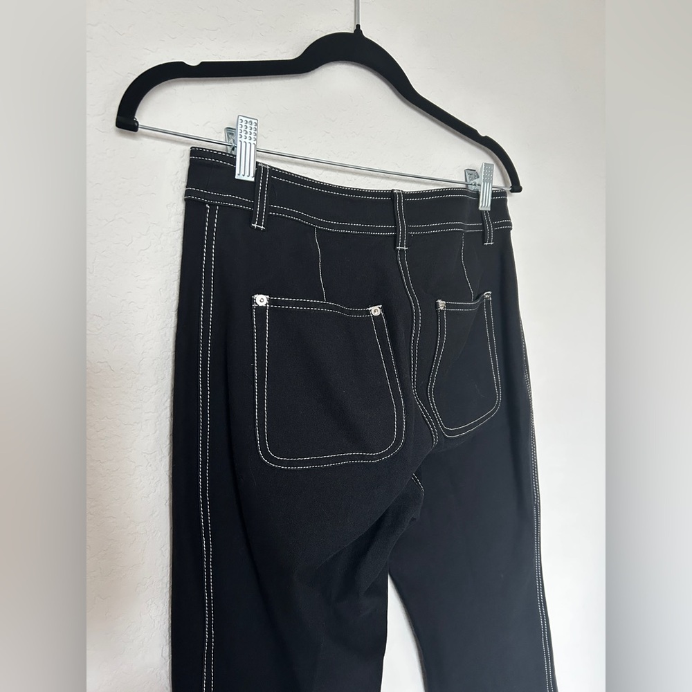 Derek Lam Black Cropped Pants with White Stitching - Picture 4 of 7
